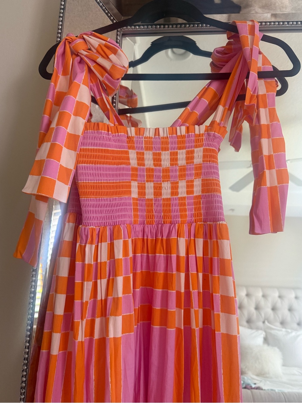 Sheridan French Kelly Dress in Pink + Orange Gingham